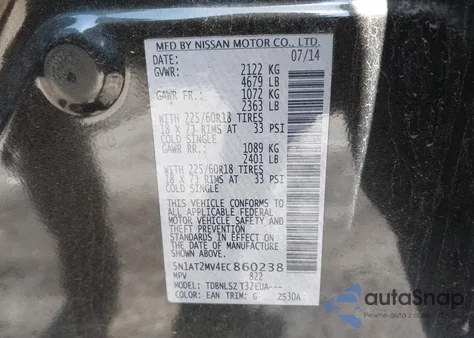 2014 Nissan Rogue Sl from USA, damaged, VIN 5N1AT2MV4EC860238